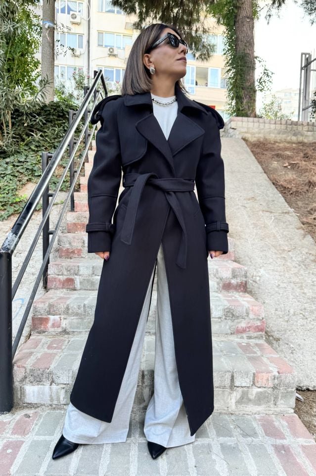 Premium Uzun Kaşe Kuşaklı Kaban