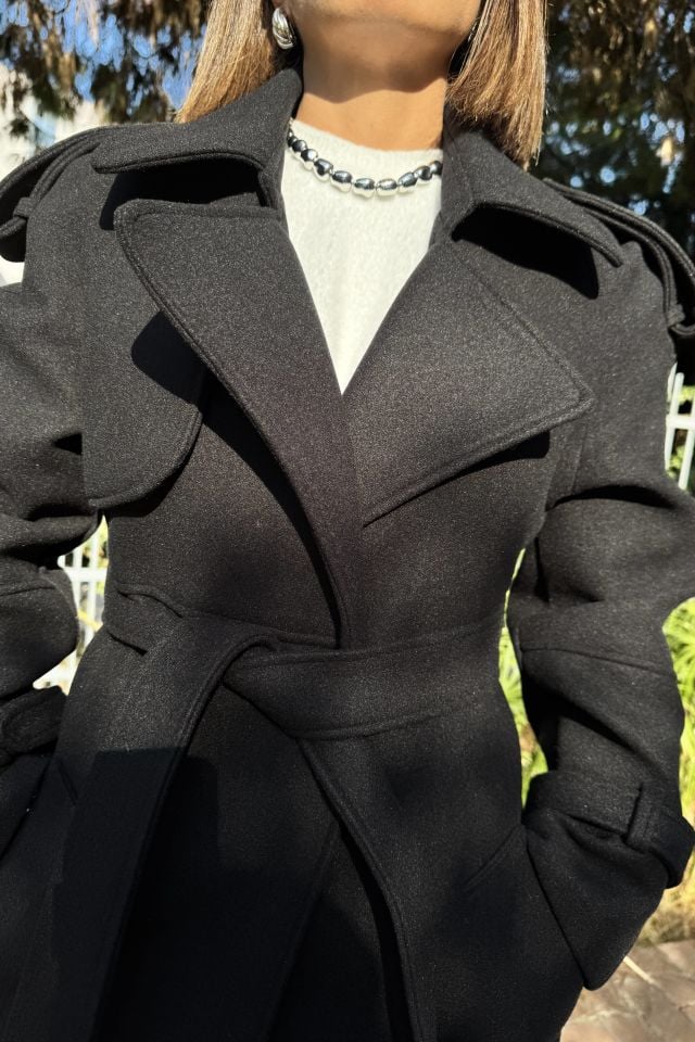 Premium Uzun Kaşe Kuşaklı Kaban