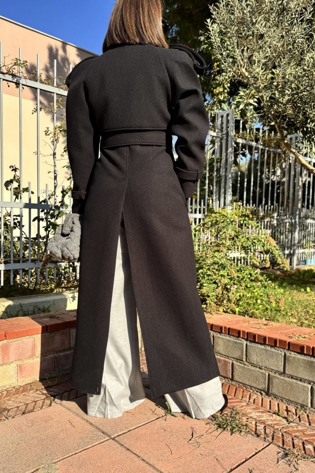 Premium Uzun Kaşe Kuşaklı Kaban