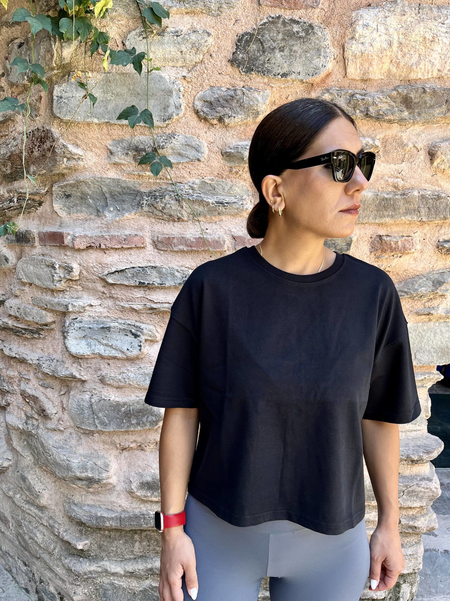 Kısa Kollu Pamuklu T-shirt Siyah