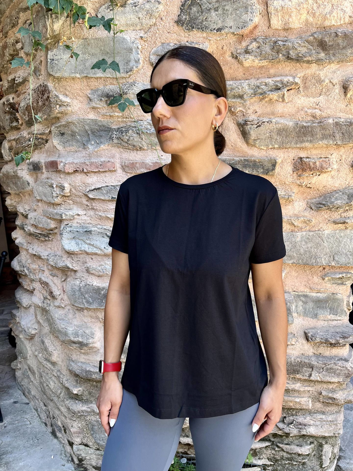 Bisiklet Yaka Basic T-shirt Siyah