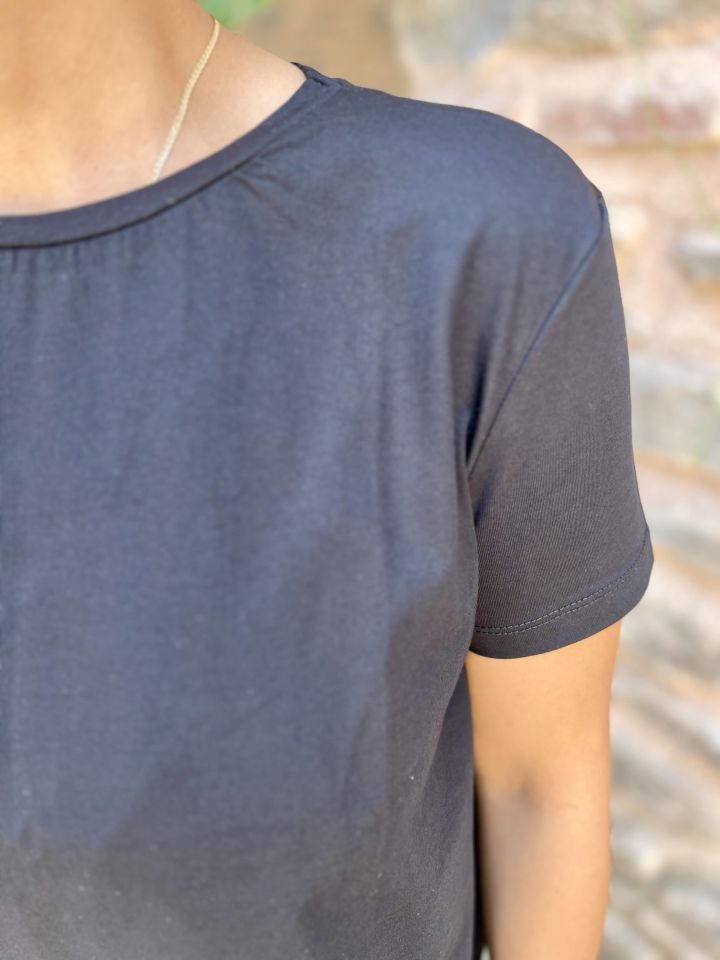 Bisiklet Yaka Basic T-shirt Siyah