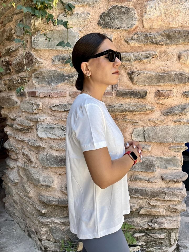 Bisiklet Yaka Basic T-shirt Beyaz