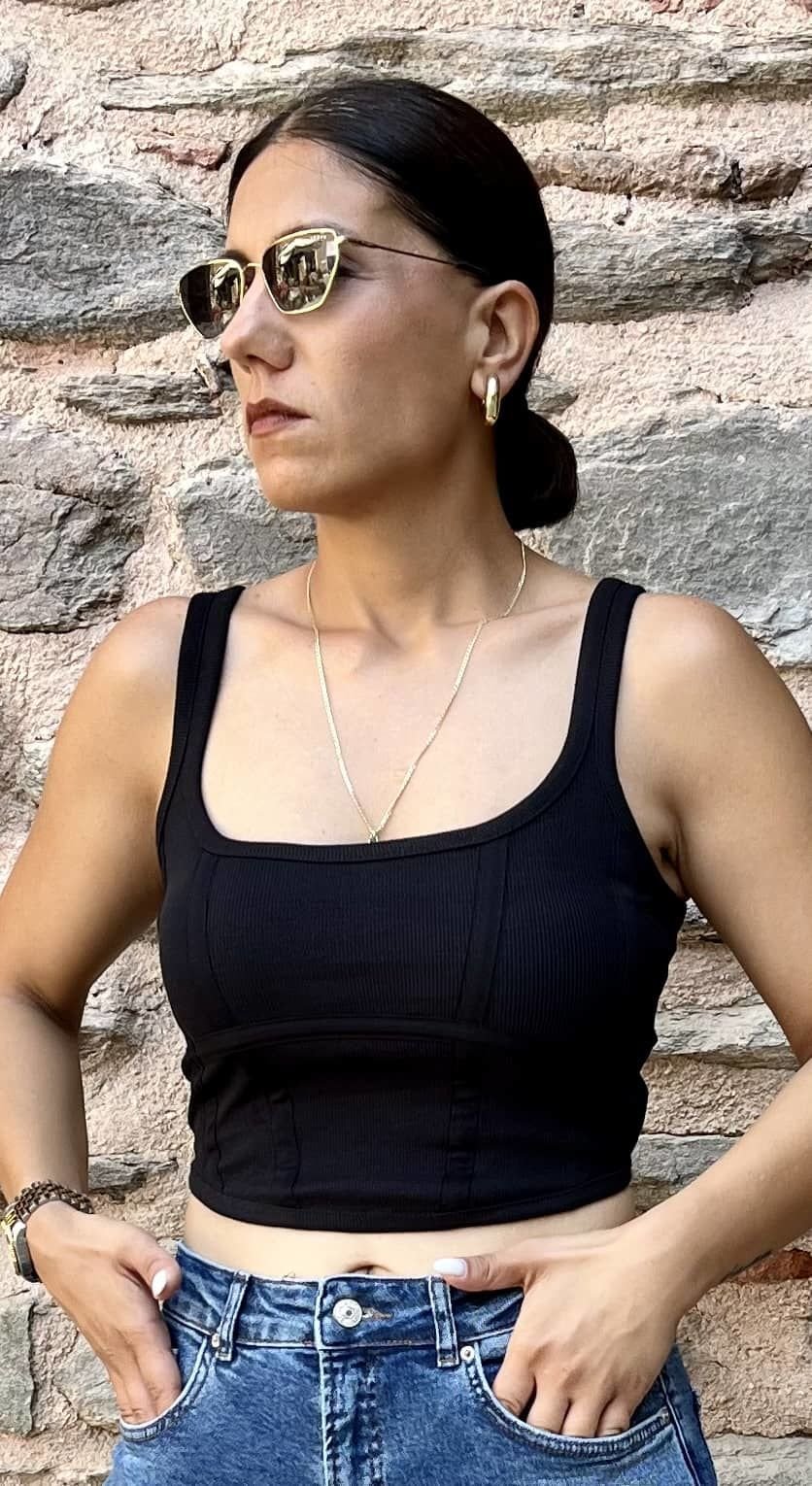 Korse Crop Top Siyah