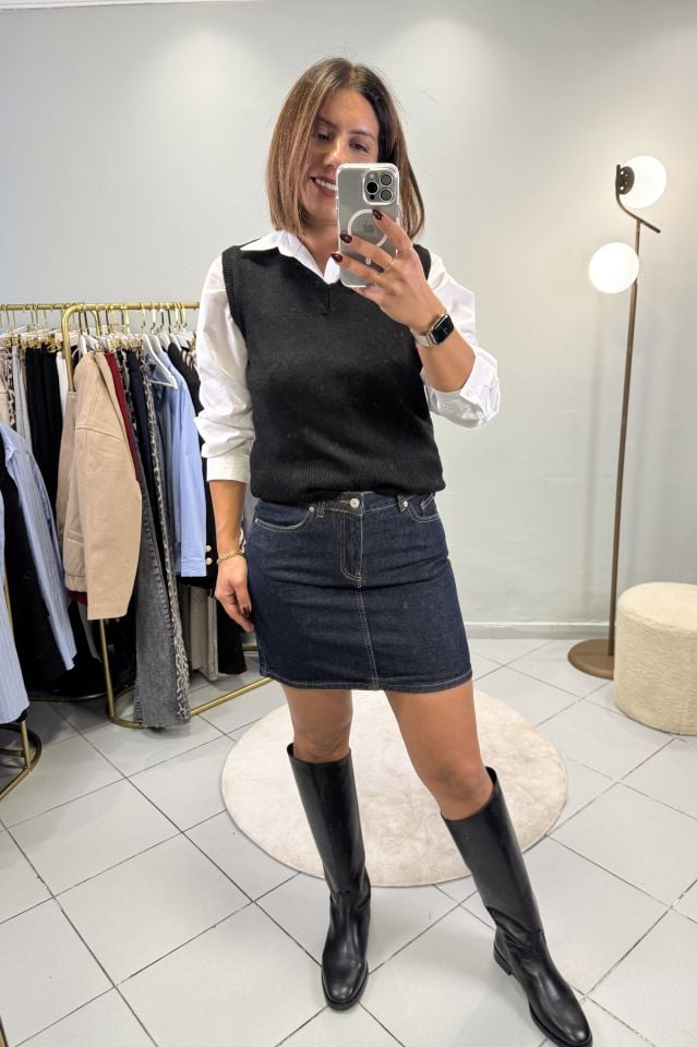 Mini Jean Etek Koyu Mavi