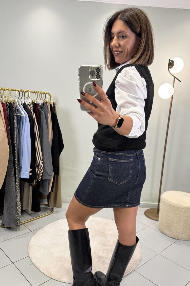 Mini Jean Etek Koyu Mavi