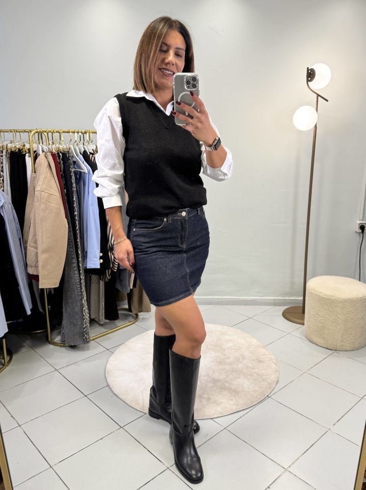 Mini Jean Etek Koyu Mavi