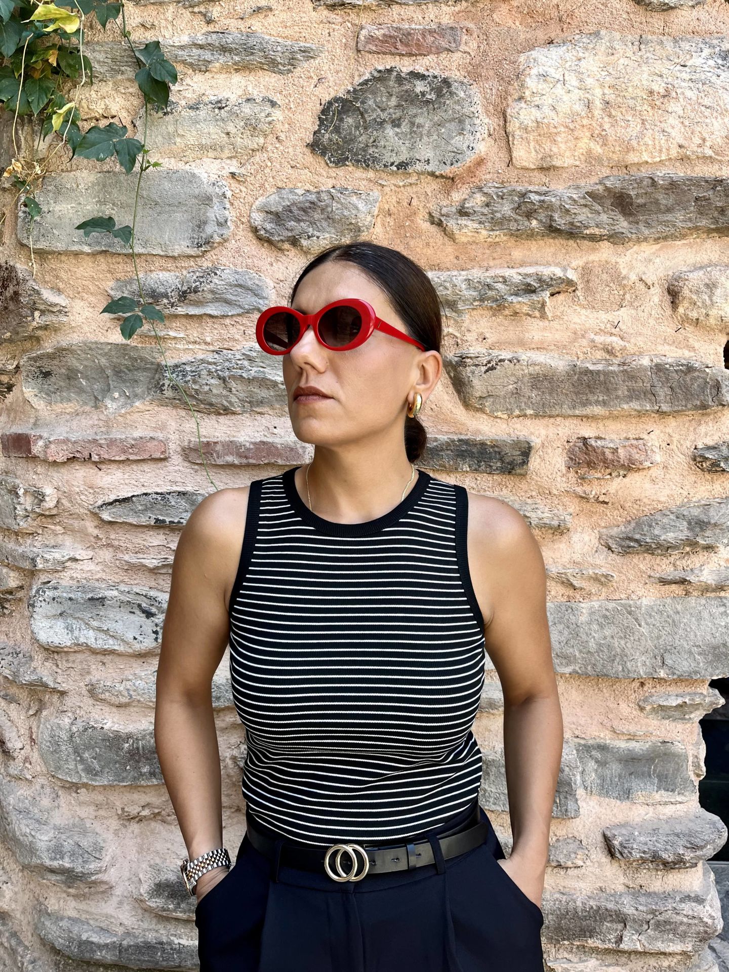 Halter Yaka Top Çizgili