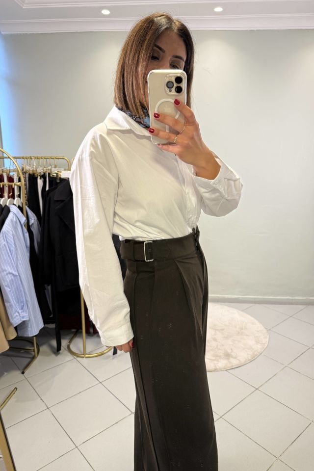 Tokalı Palazzo Pantolon Kahve