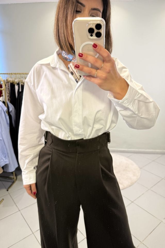 Tokalı Palazzo Pantolon Kahve