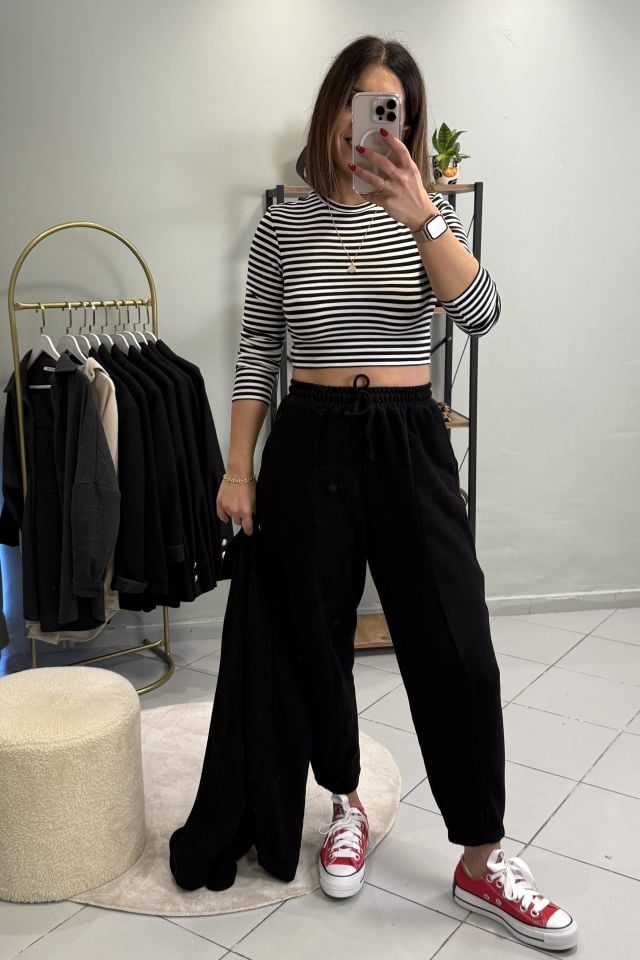 Oversize Gömlek Pantolon Takım Siyah