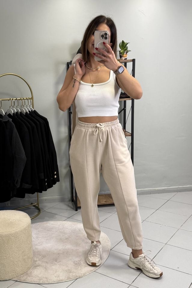 Oversize Gömlek Pantolon Takım Taş