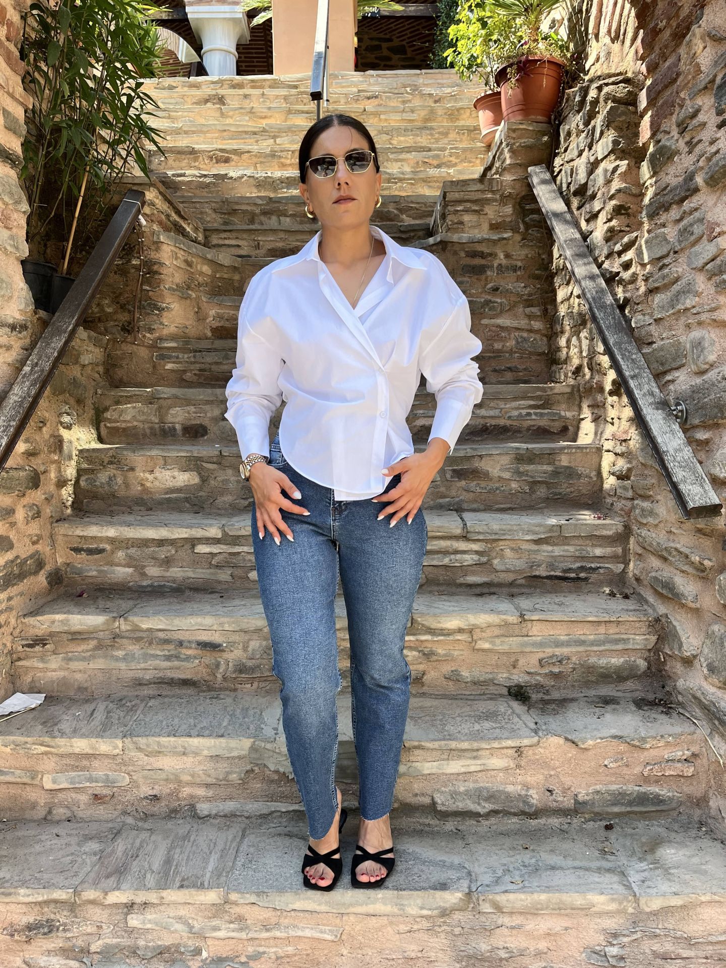 Bağlama Detay Poplin Gömlek Beyaz