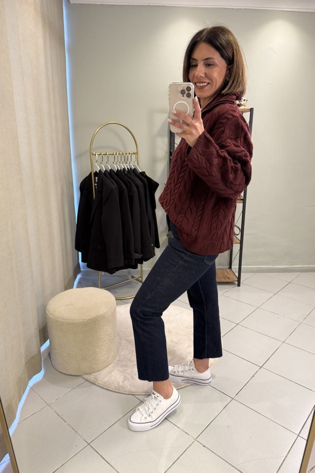 Boy Fit Kesik Paça Jean Pantolon Koyu Mavi