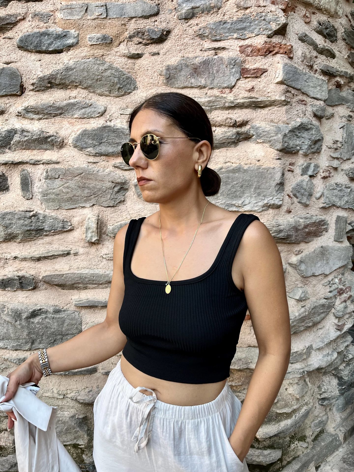 Triko Crop Top Siyah