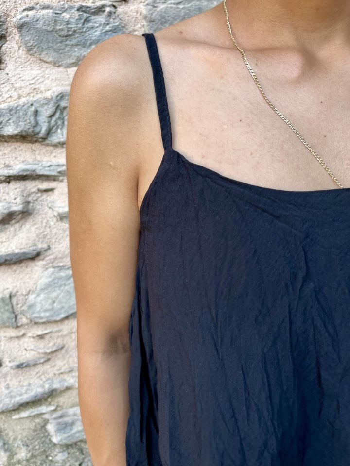 Kırışık Bol Paça Bluz Pantolon Takım Siyah