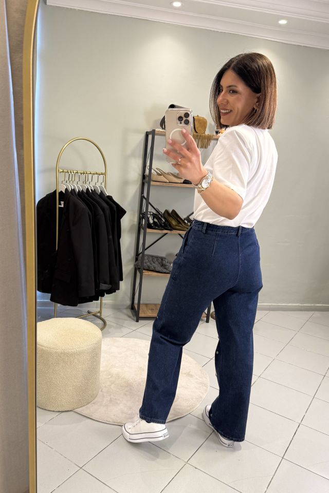 Renkli Taşlı Jean Palazzo Pantolon