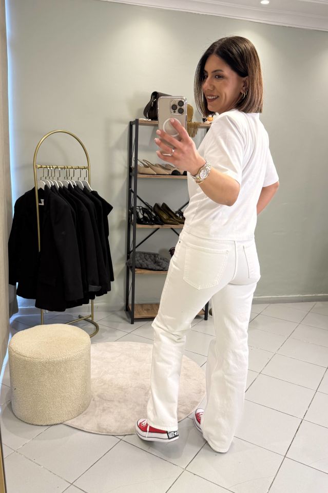 ZR Straight Fit Jean Pantolon Beyaz