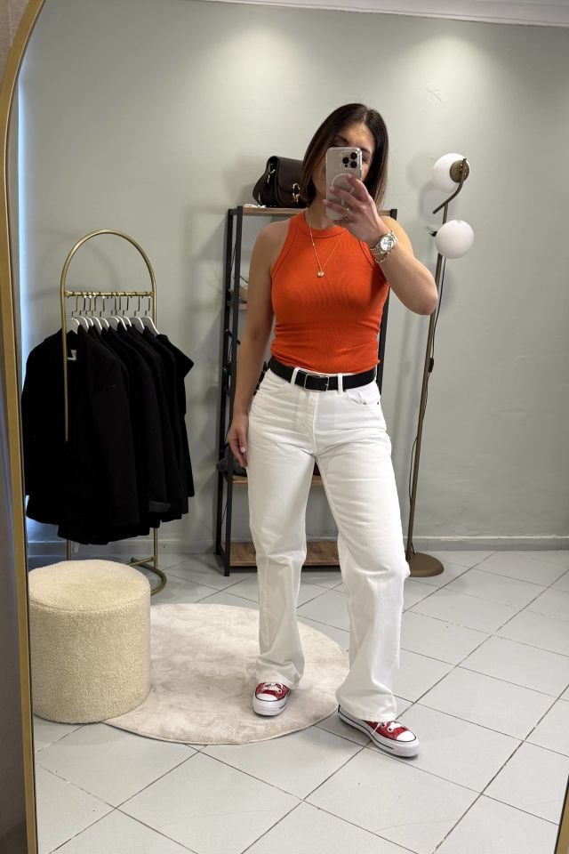 ZR Straight Fit Jean Pantolon Beyaz