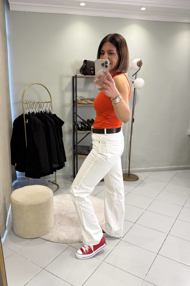 ZR Straight Fit Jean Pantolon Beyaz