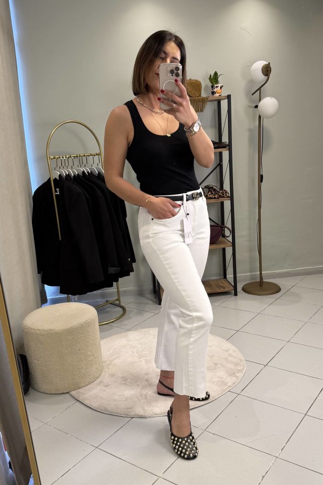 ZR Boy Fit Jean Pantolon Beyaz