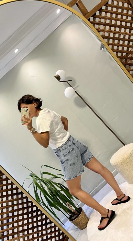 Pamuklu Crop T-shirt Beyaz