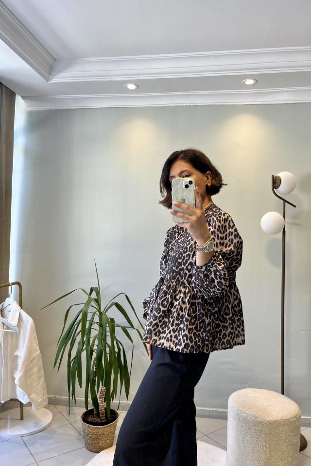 Bağcıklı Gömlek Leopar