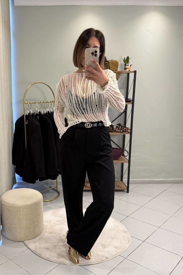 Krep Kumaş Palazzo Pantolon Siyah