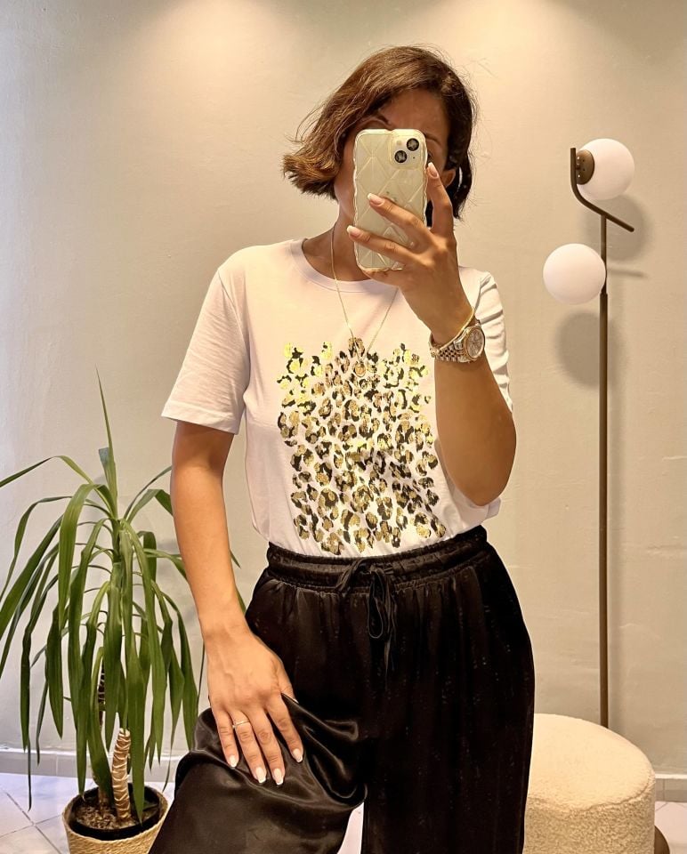 Leopar Desen Baskılı T-shirt
