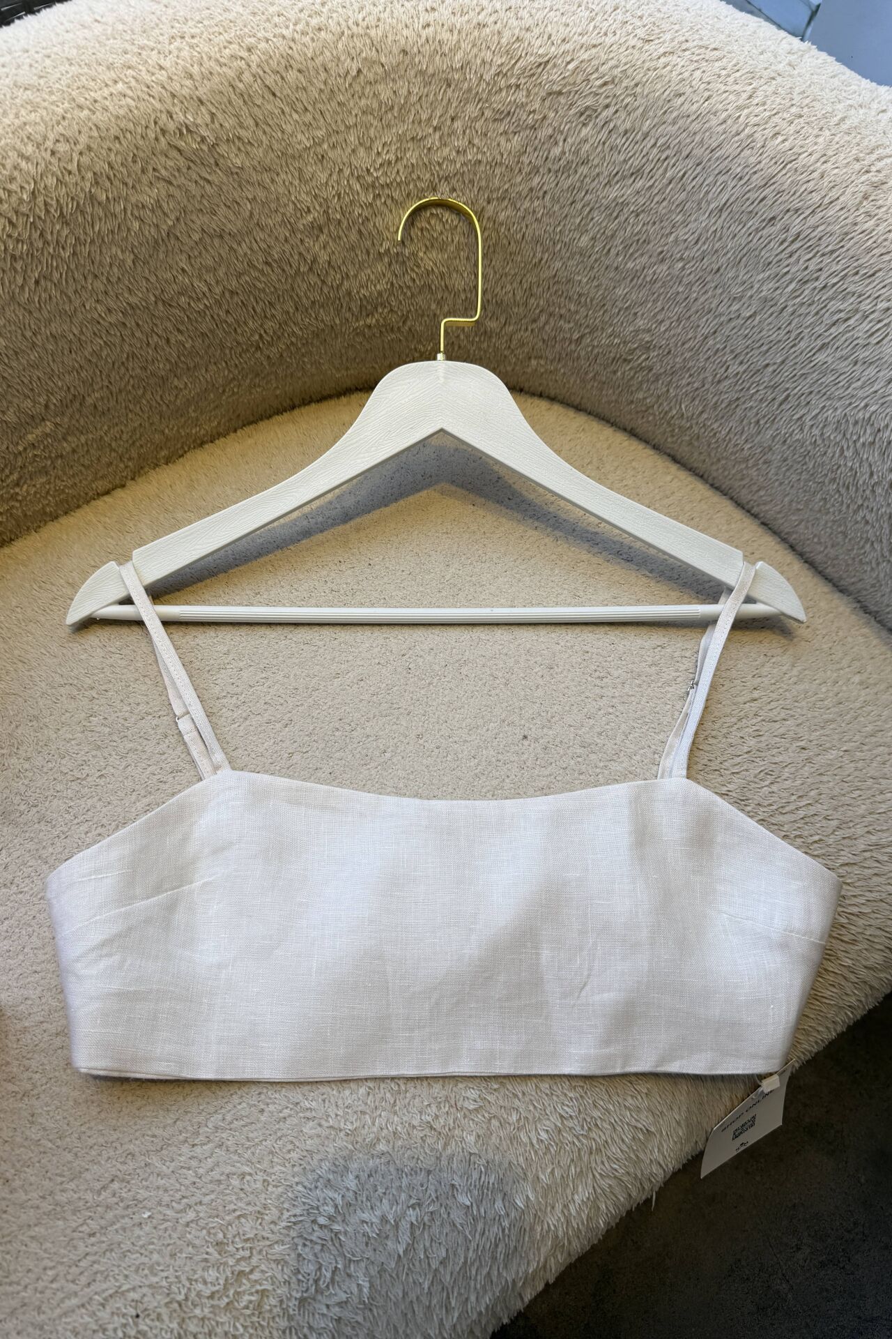 %100 Ham Keten Büstiyer Bej