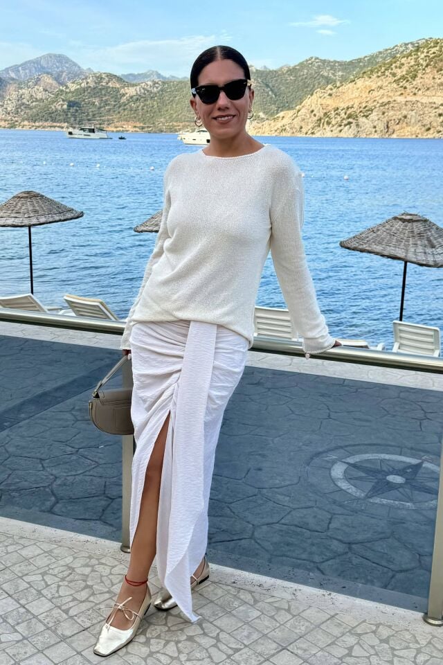 Massi Mevsimlik Basic Triko Bluz Bej