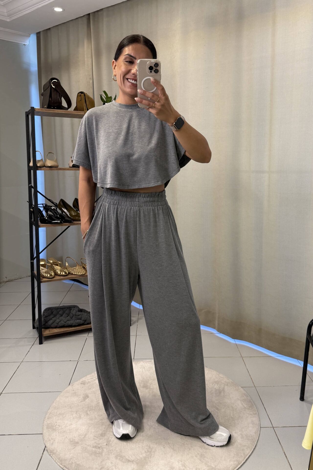 Bol Paça Eşofman Takım Gri