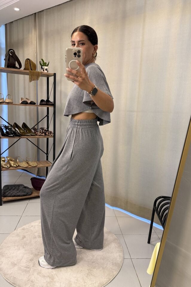 Bol Paça Eşofman Takım Gri