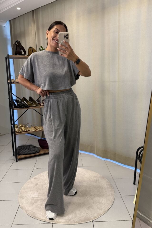 Bol Paça Eşofman Takım Gri