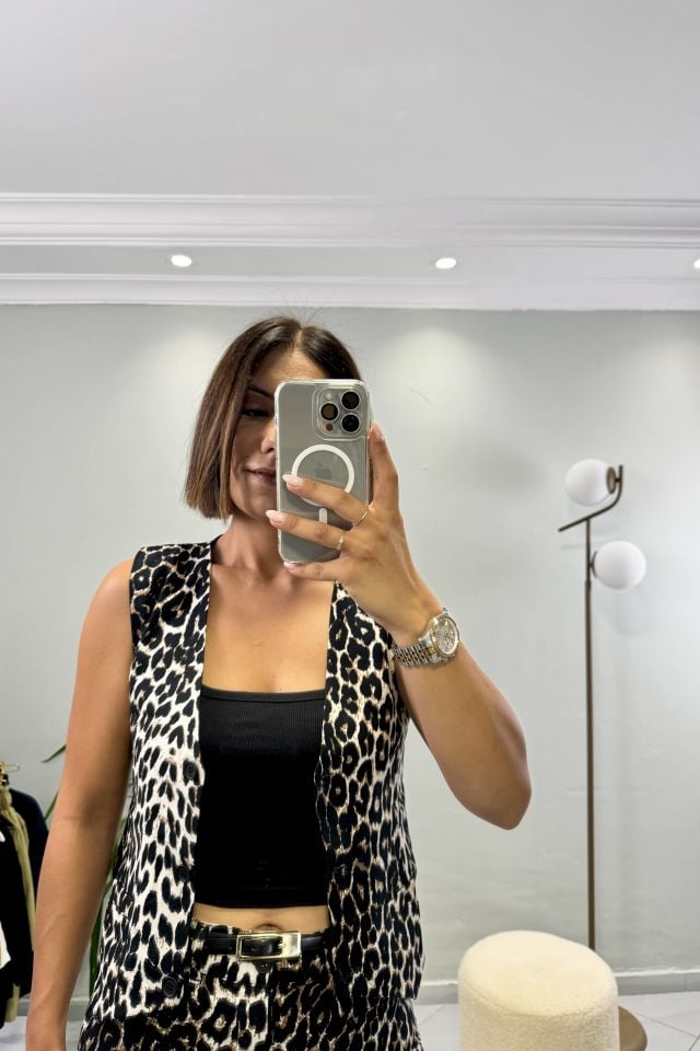 Leopar Desen Yelek