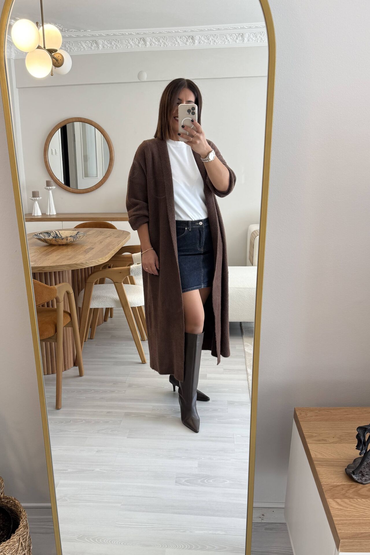 Yumoş Maxi Hırka Kahverengi