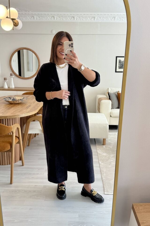 Yumoş Maxi Hırka Siyah