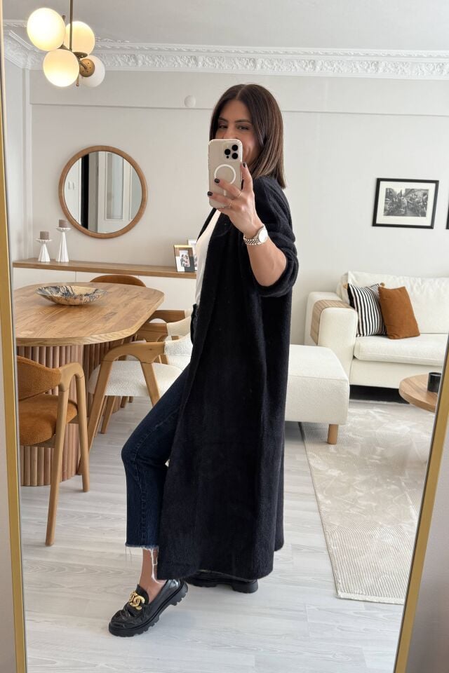 Yumoş Maxi Hırka Siyah