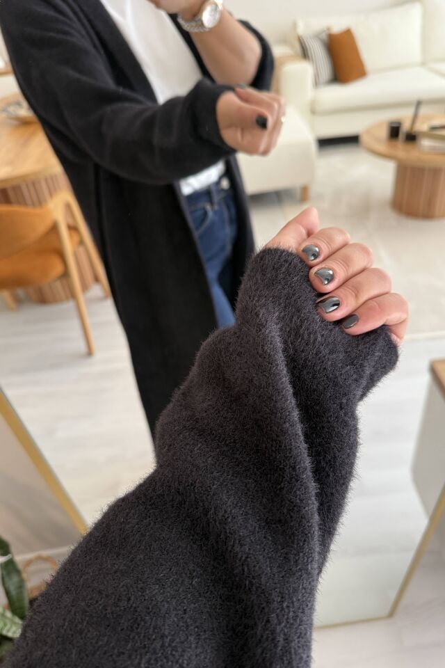 Yumoş Maxi Hırka Siyah