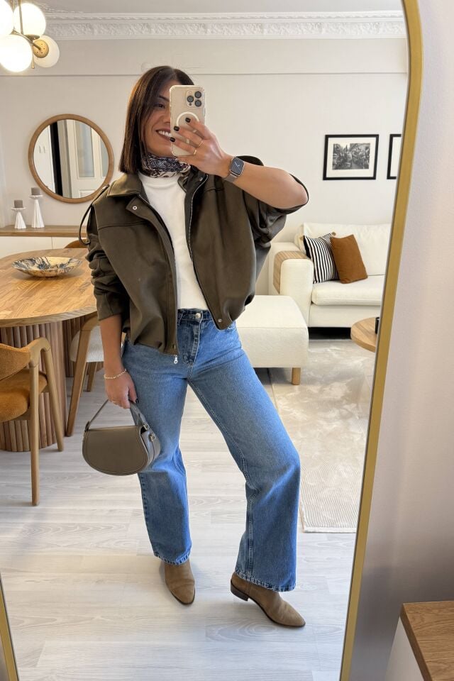 Süet Bomber Ceket Haki