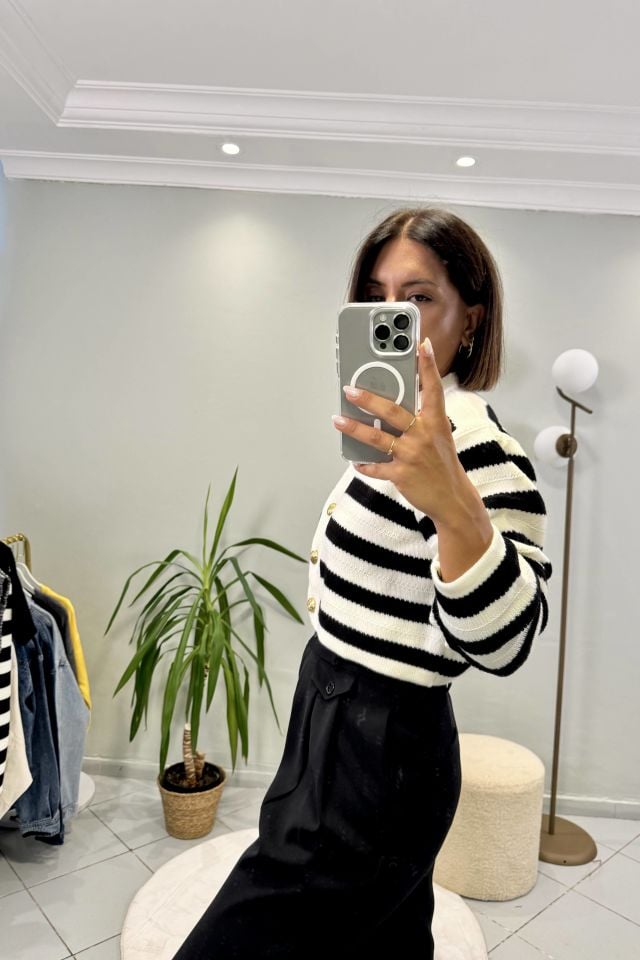 Pileli Havuç Model Bileği Düğmeli Pantolon Siyah