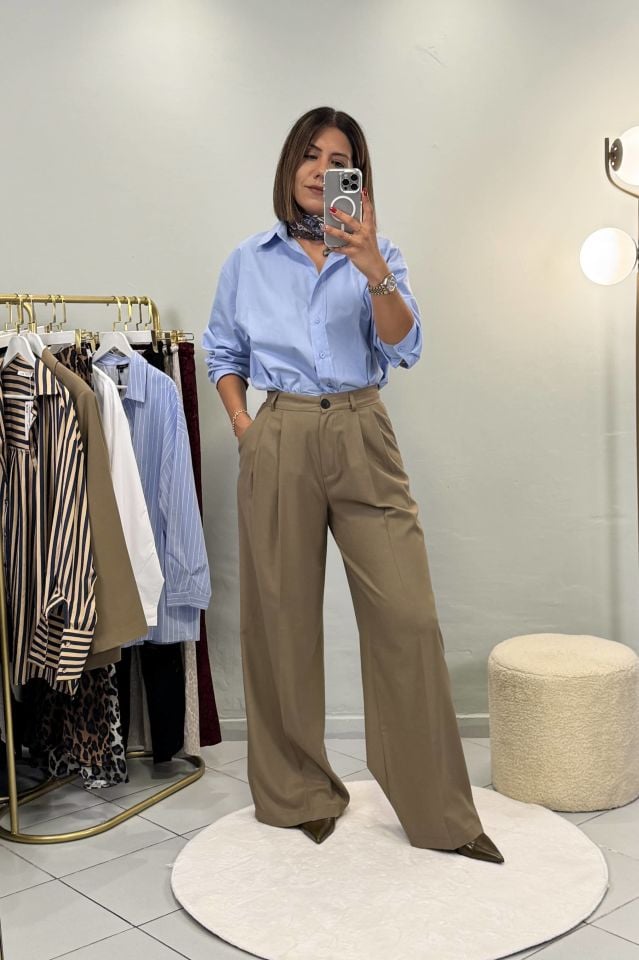 Poplin Oversize Gömlek Mavi