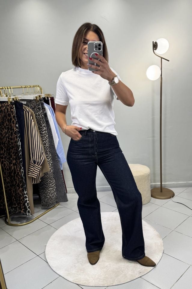Straight Fit Jean Pantolon Koyu Mavi