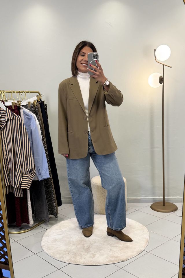 Klasik  Blazer Haki