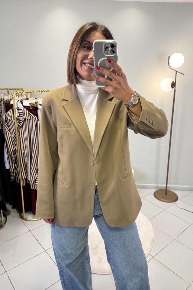 Klasik  Blazer Haki