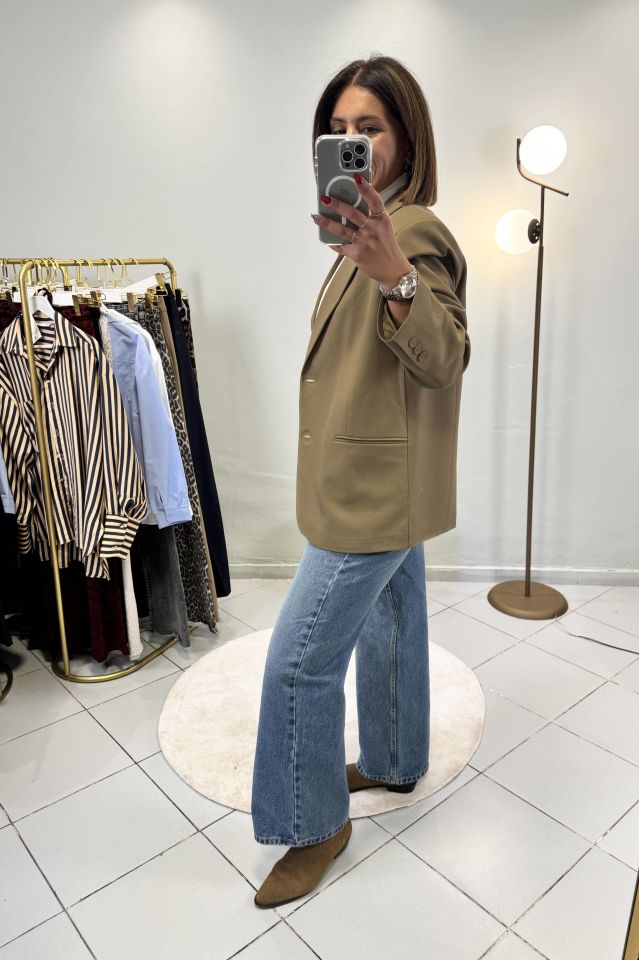 Klasik  Blazer Haki