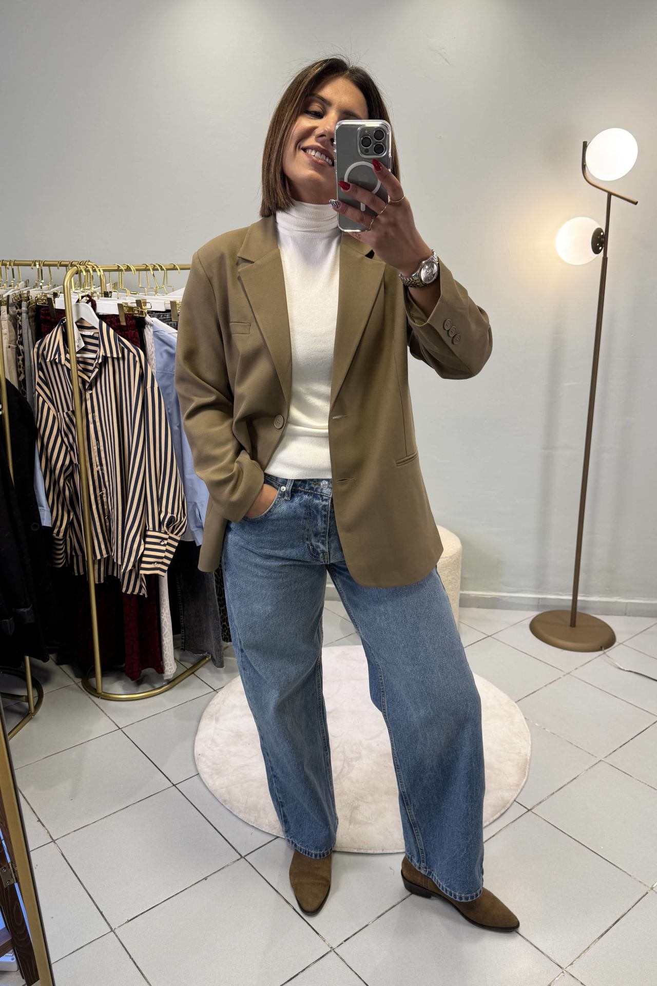 Klasik  Blazer Haki