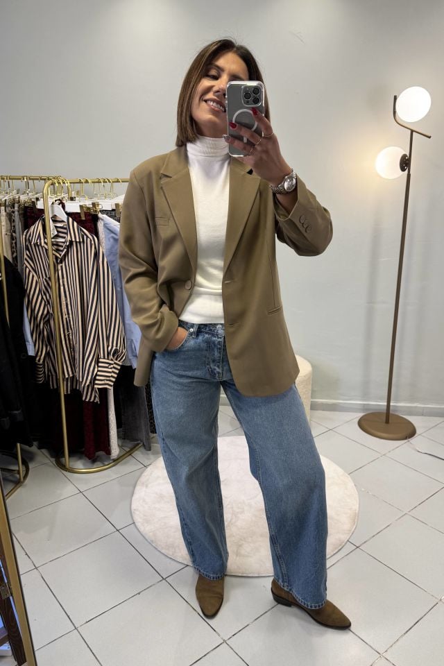 Klasik  Blazer Haki