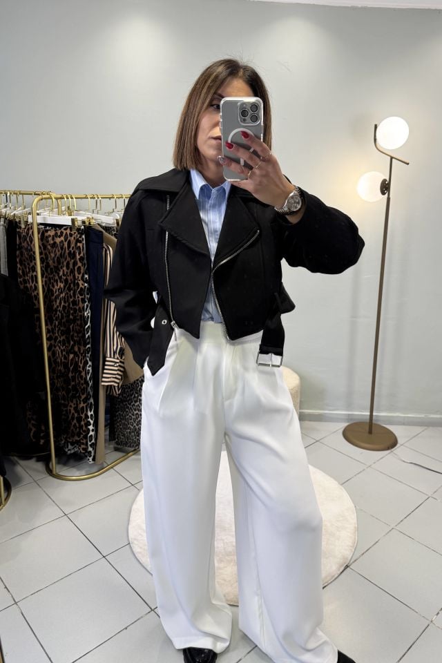 Gabardin Kumaş Kısa Mont