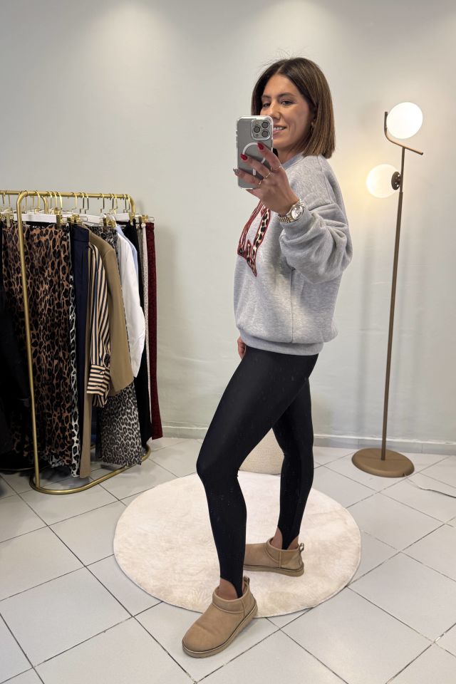 Leopar CIAO Nakış Baskılı Sweatshirt
